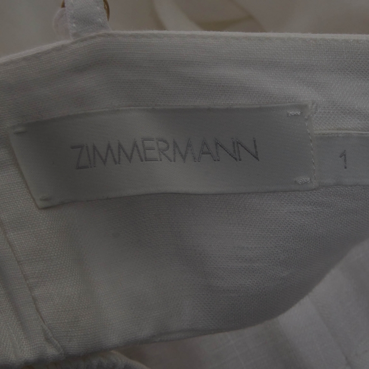 Pre Owned Zimmermann White Linen Backless Midi Dress M