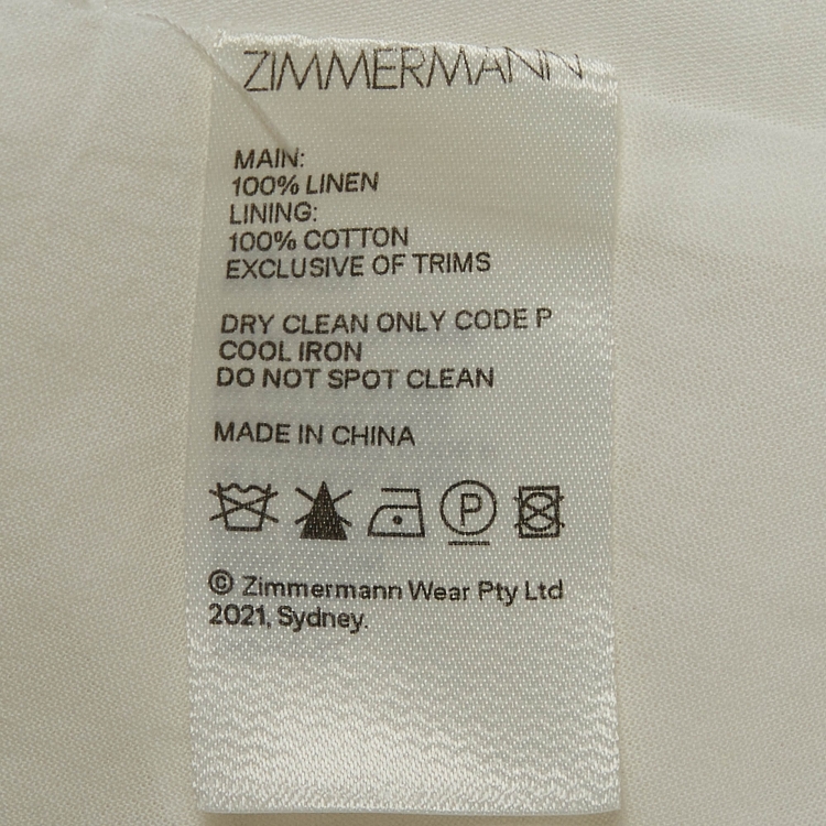 Pre Owned Zimmermann White Linen Backless Midi Dress M
