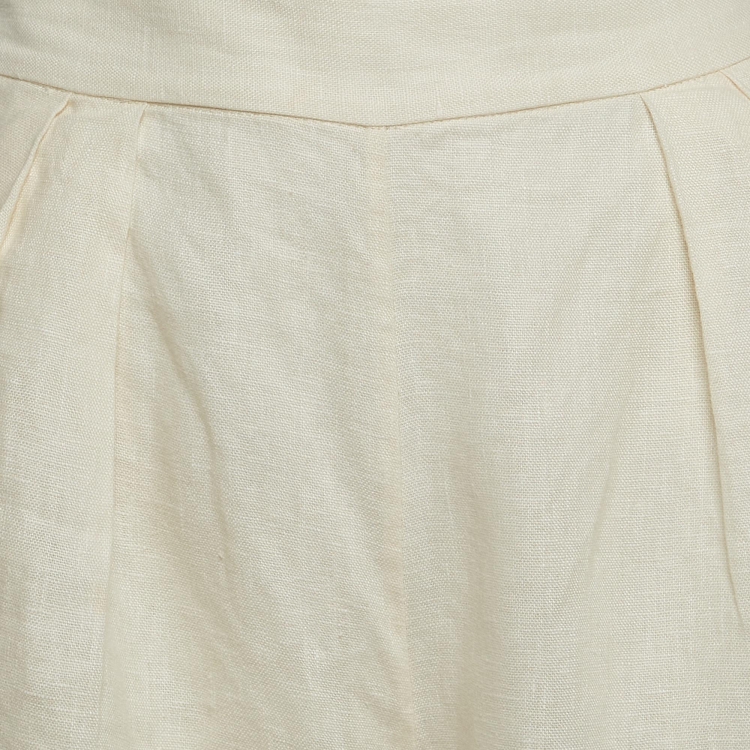 Pre Owned Zimmermann Cream Linen Slouchy Trousers M