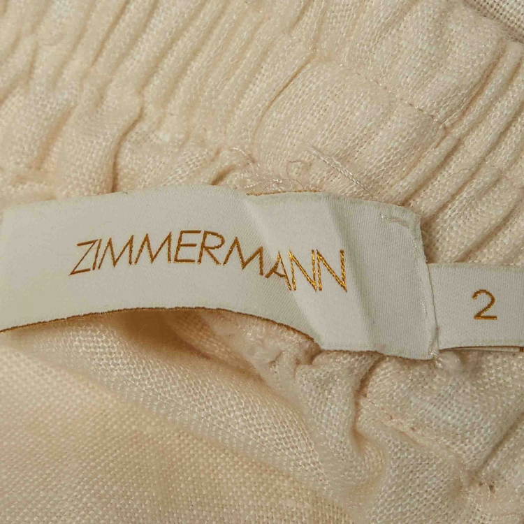 Pre Owned Zimmermann Cream Linen Slouchy Trousers M