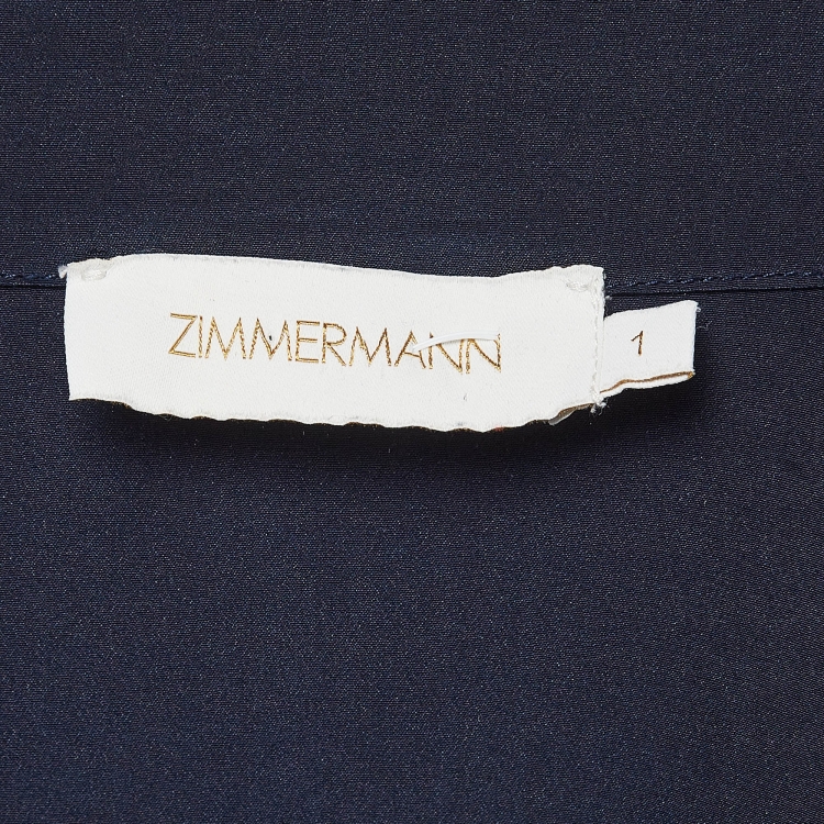 مملوكة مسبقًا Zimmermann Navy Blue Silk Buttoned Front Jumpsuit M