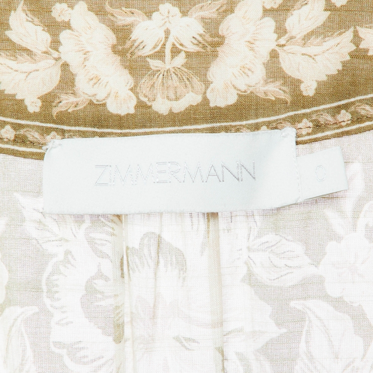 مملوكة مسبقًا Zimmermann Green Floral Print Anneke Wrap Dress XS