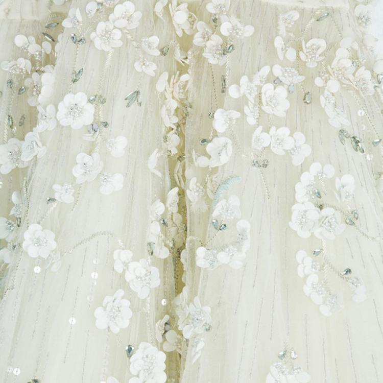 Pre Owned Zuhair Murad Tiana Strapless Floral Embellished Wedding Dress M