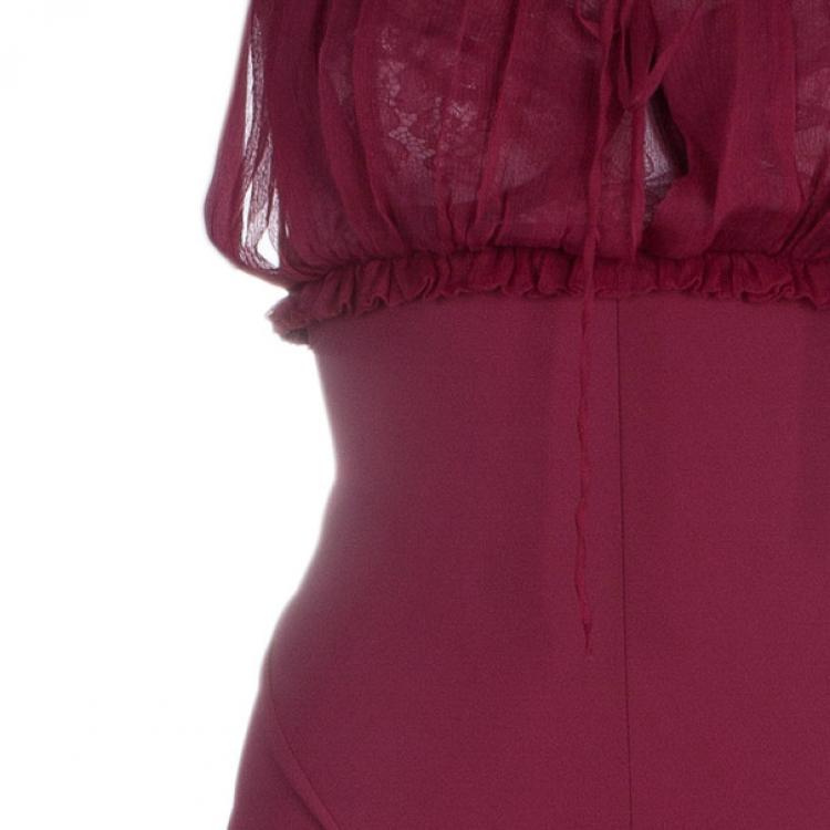 Pre Owned Zuhair Murad Red Silk Halterneck Evening Gown M