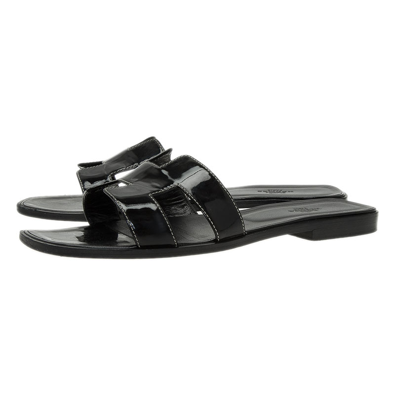 hermes black flats