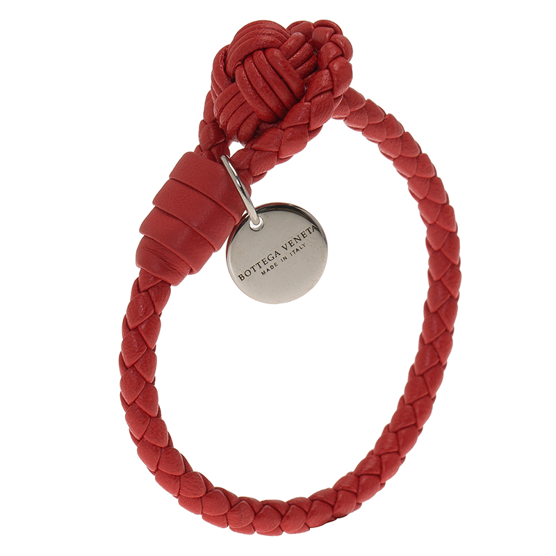 

Bottega Veneta Intrecciato Nappa Red Leather Bracelet