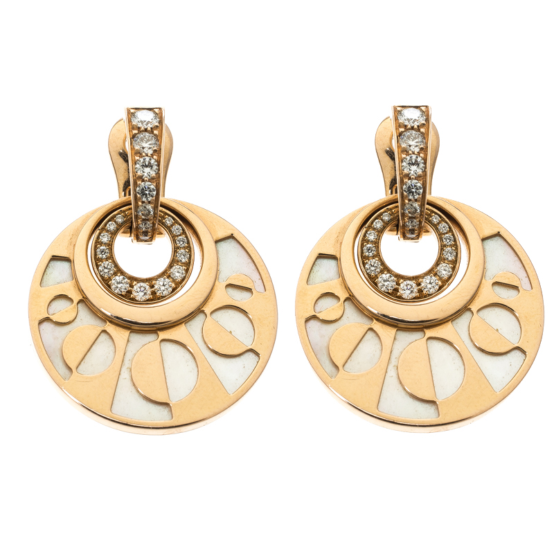 Bvlgari Intarsio Diamond Mother Of Pearl 18k Rose Gold Earrings Rose Gold Earrings Nextprev Prevnext