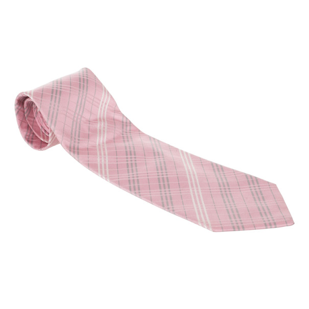 burberry pink check tie