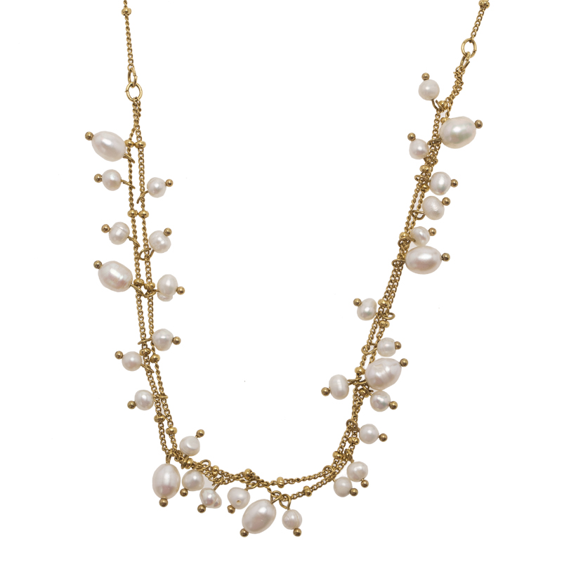 

Carolina Herrera Pearl Gold Tone Chain Necklace, White