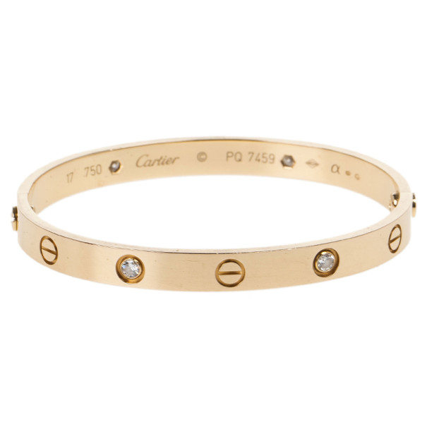 Cartier Love 4 Diamonds Rose Gold Bracelet 17CM - Buy & Sell - LC