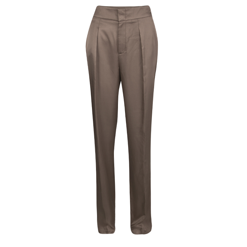 Pre Owned Gucci Brown High Waist Silk Pants S