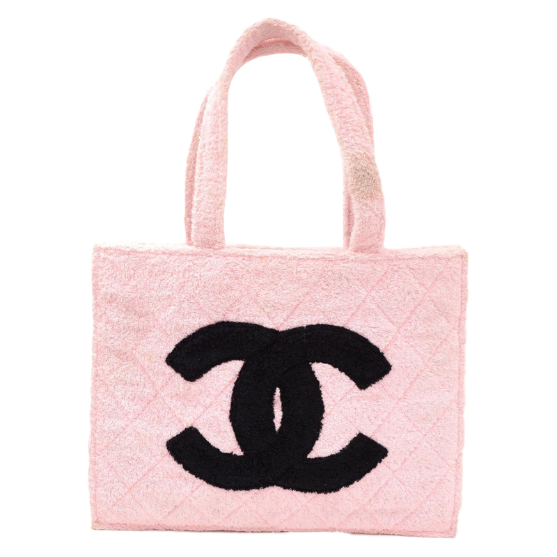 Chanel Vintage Pink And Black Terry Cloth Cc Xl Tote 49129 At Chanel Vintage Pink And Black Terry Cloth Cc Xl Tote 49129 At Best Price Tlc