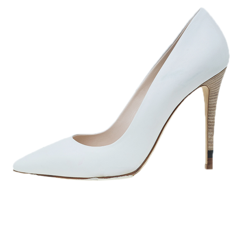 

Fendi White Leather Anne Pointed Toe Pumps Size