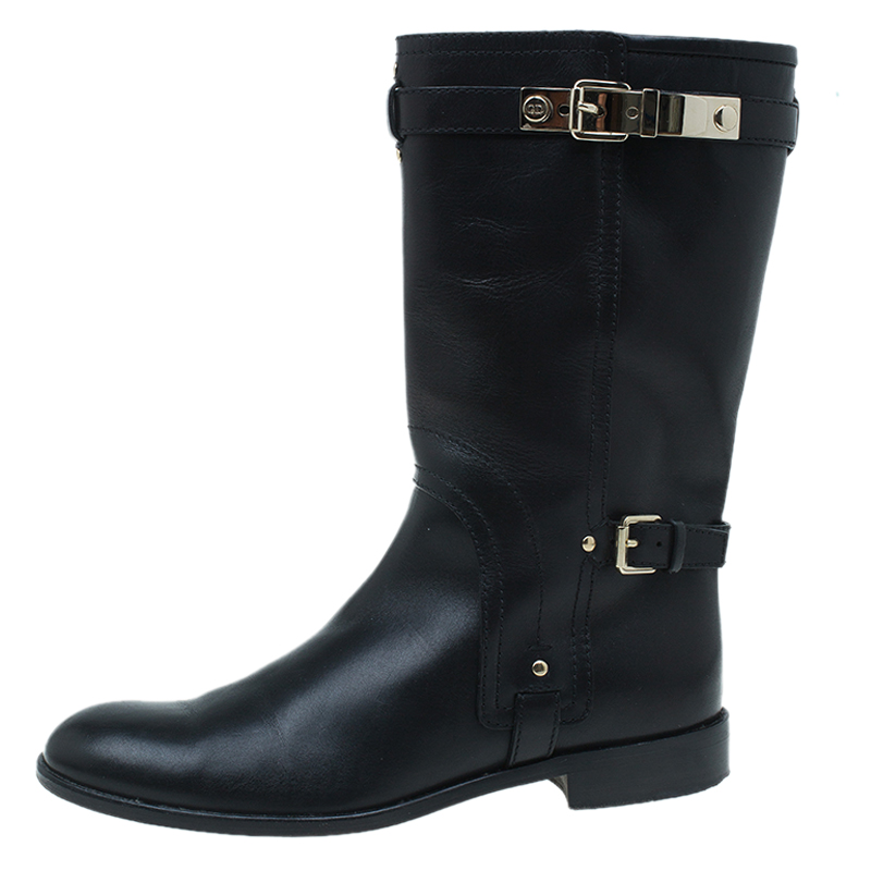 

Dior Black Leather Riding Boots Size