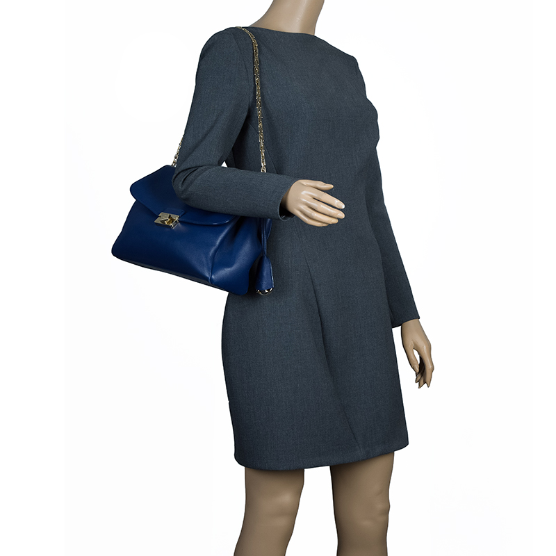 

Dior Navy Blue Leather large Diorling Shoulder Bag