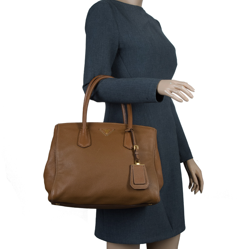 

Prada Brown Vitello Daino Leather Tote