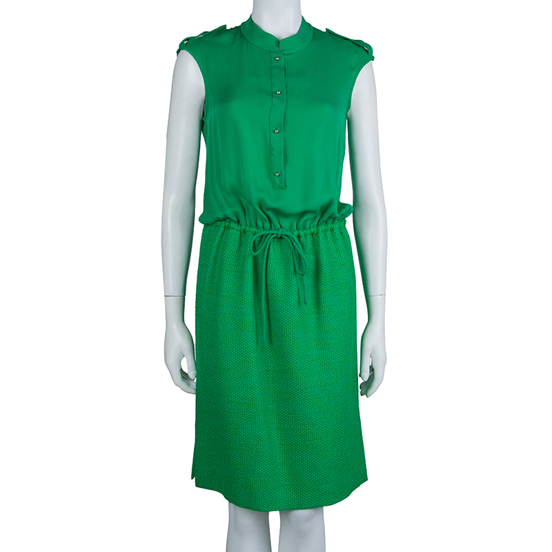 

CH Carolina Herrera Green Drawstring Detail Dress