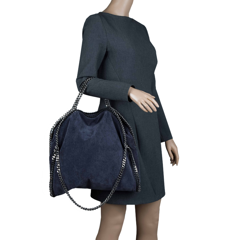 

Stella McCartney Navy Blue Corduroy Falabella Tote