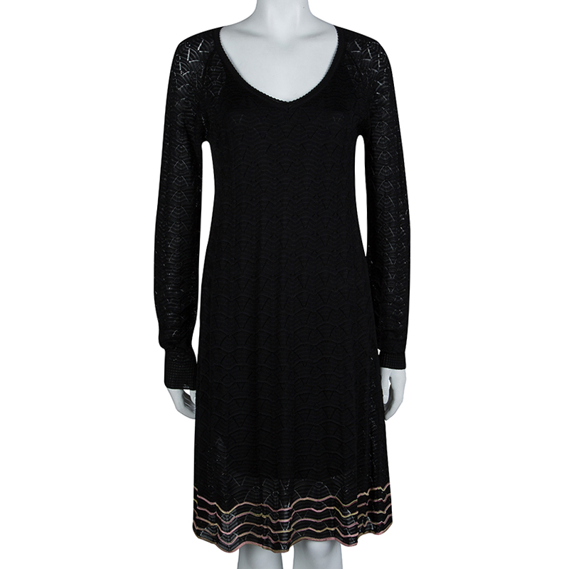 

M Missoni Black Knit Longsleeve Dress