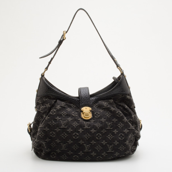 Louis Vuitton Black Denim Mahina Hobo Handbags | SEMA Data Co-op