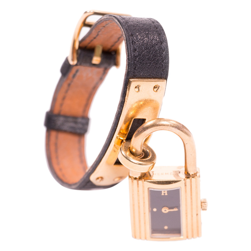 

Hermes Black Gold-Plated Stainless Steel Kelly Women's Wristwatch