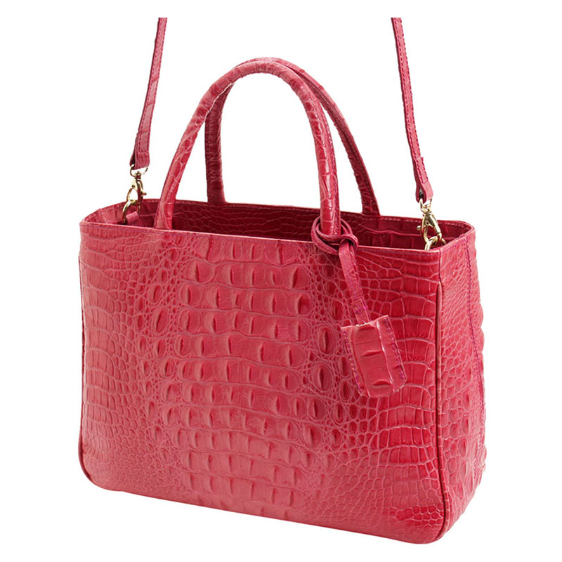 

Furla Red Croc Embossed Leather Practica Tote