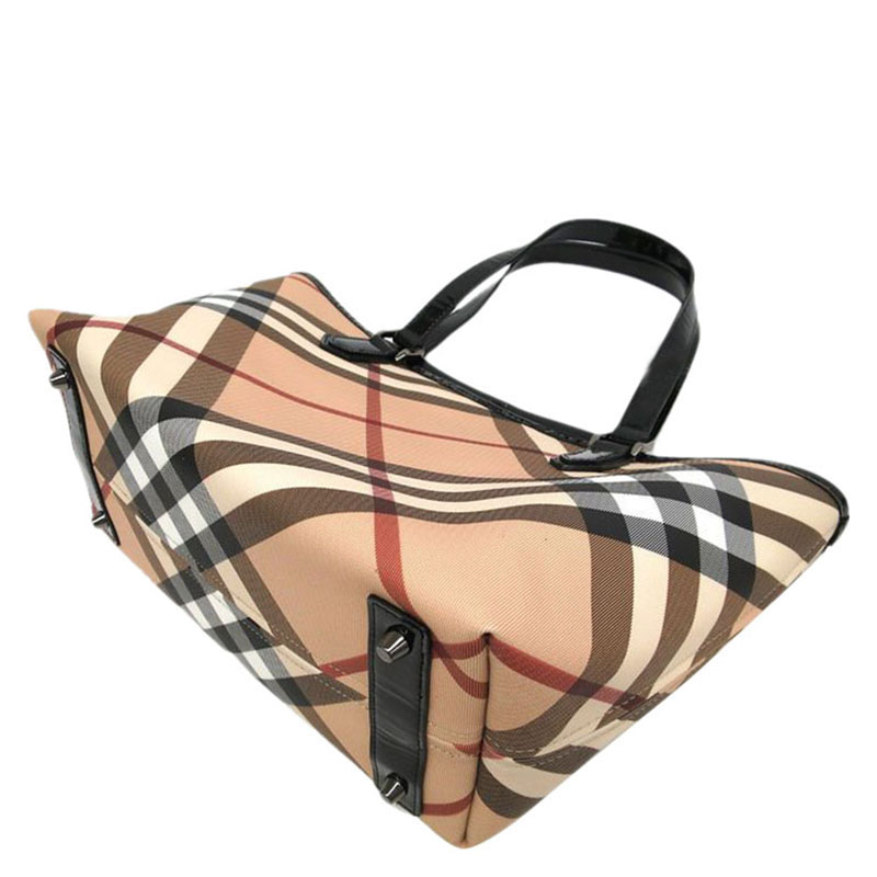 

Burberry Black Supernova Check Coated Canvas Nickie Tote