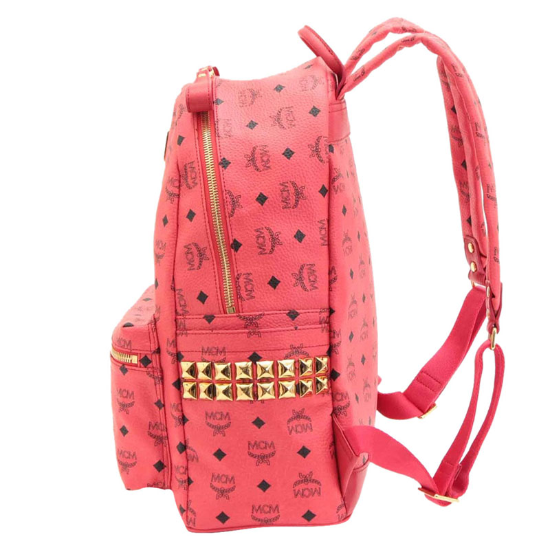 

MCM Pink Visetos Coated Canvas Stark Backpack