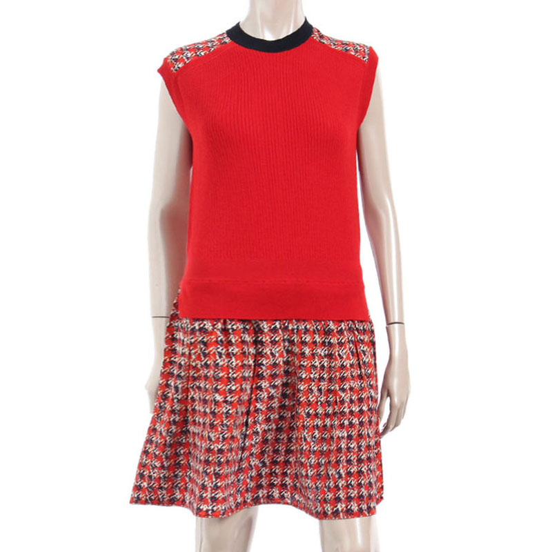 

Louis Vuitton Red Contrast Skirt Knit Dress