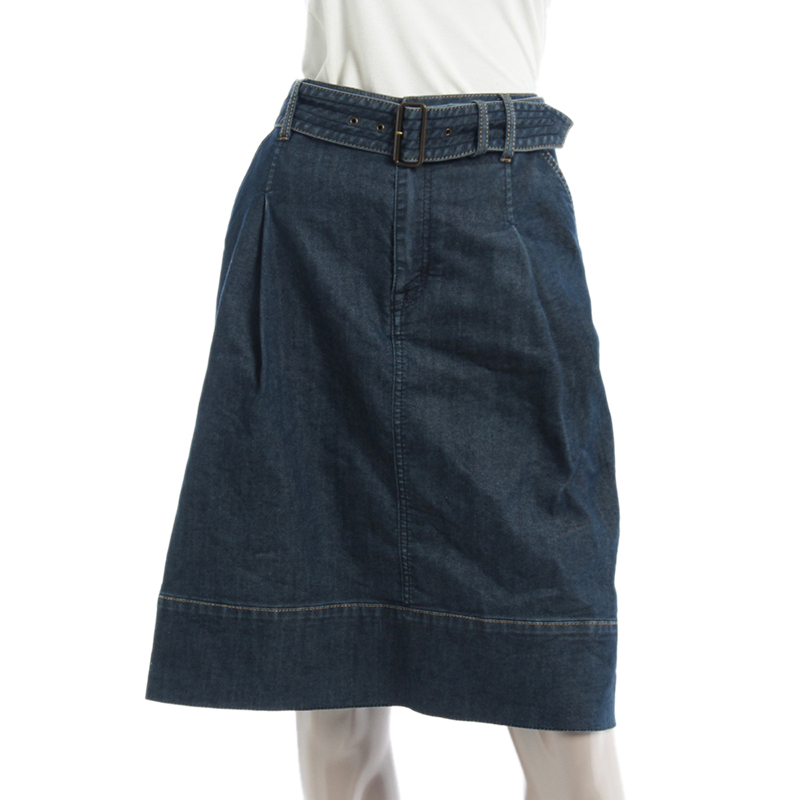 

Burberry London Blue Denim Belted Skirt