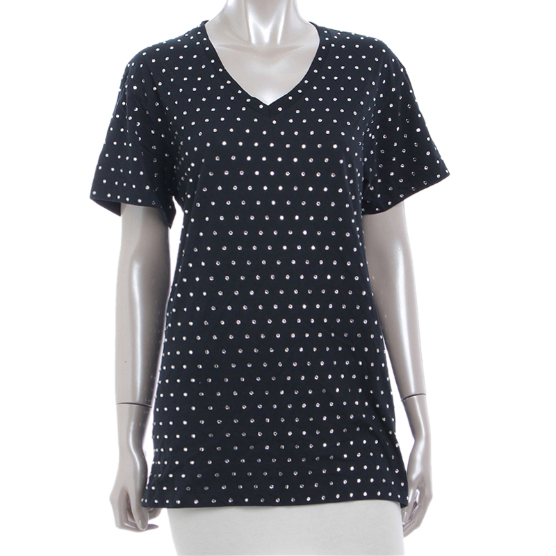 

Balmain Navy Blue Embellished Tshirt
