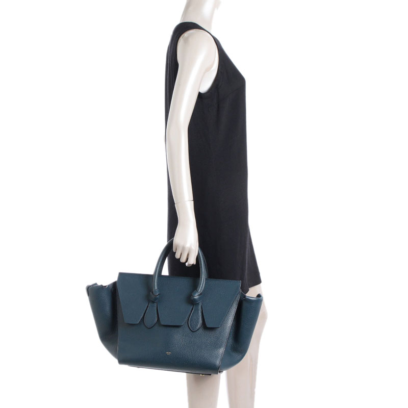 

Celine Navy Blue Calfksin Leather Tie Tote