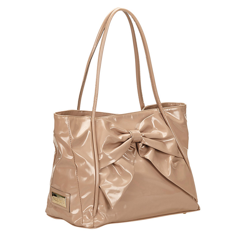 

Valentino Beige Patent Leather Bow Tote Bag
