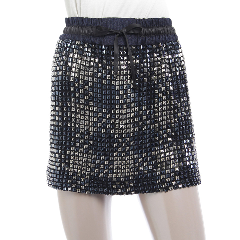 

Gucci Navy Blue Embellished Mini Skirt