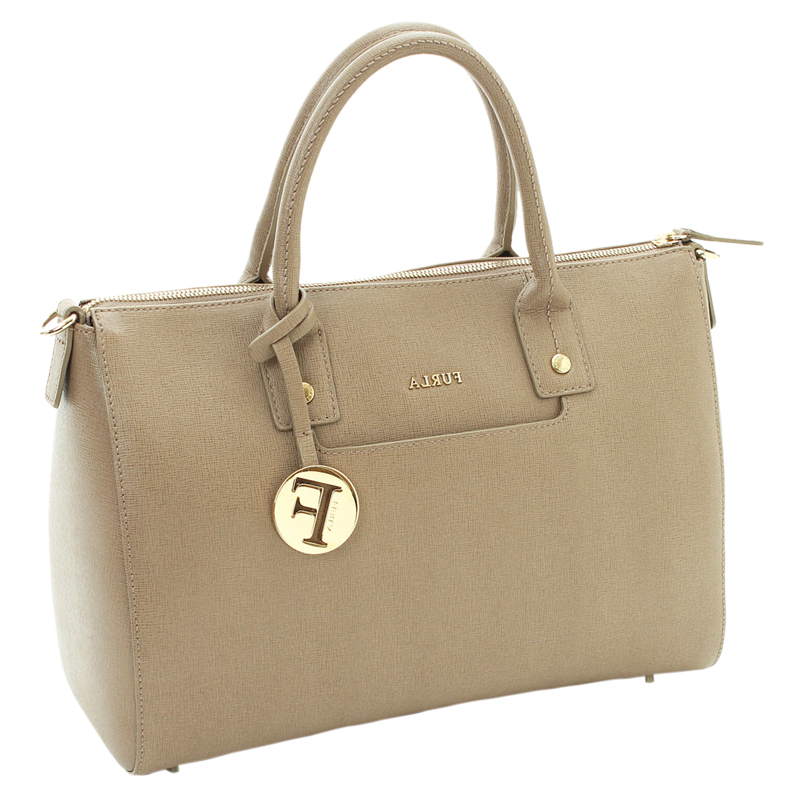 

Furla Taupe Leather Linda Satchel Bag, Beige