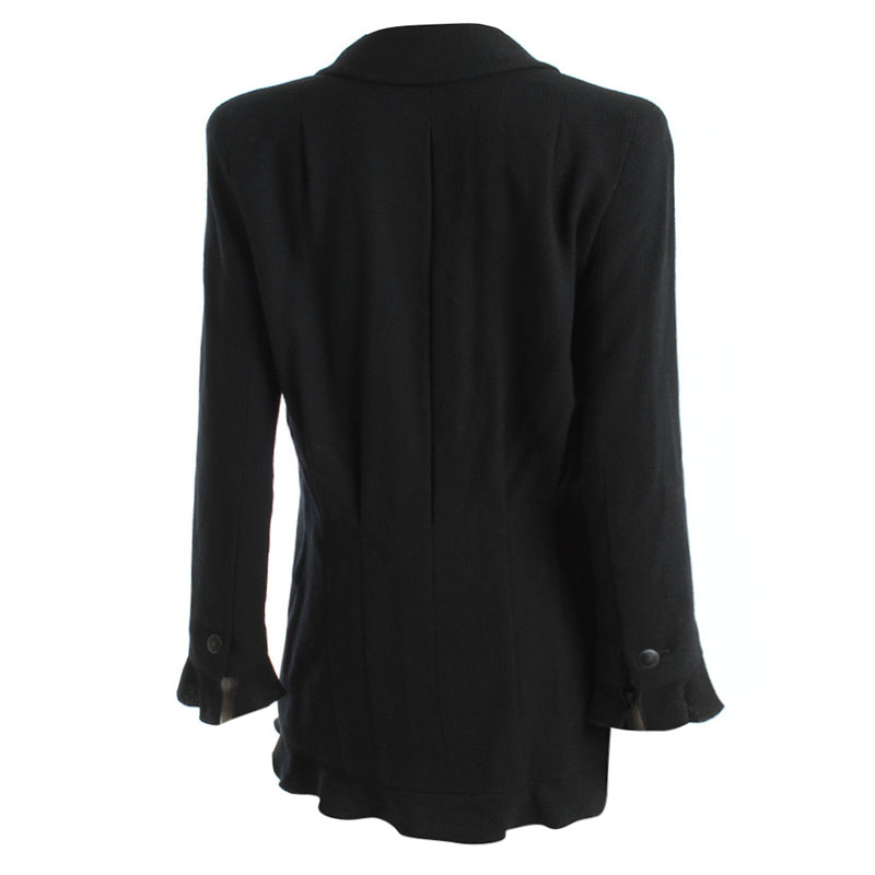 

Chanel Black Zip Detail Lapel Wool Blazer