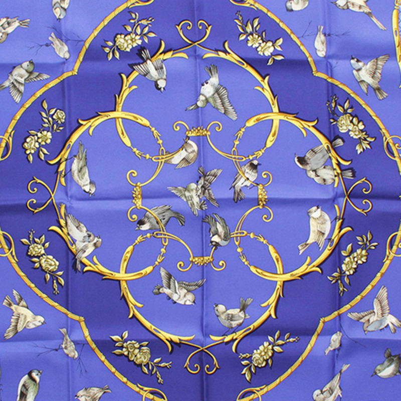 

Hermes Blue La Cle Des Champs SIlk Square Scarf