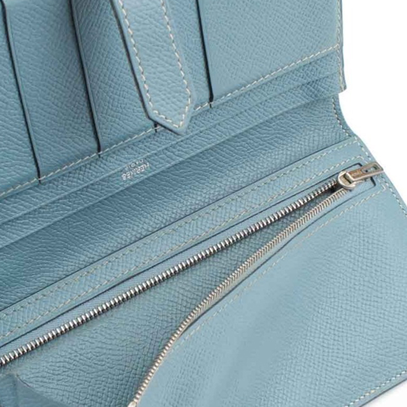 

Hermes Blue Leather Bearn Continental Wallet