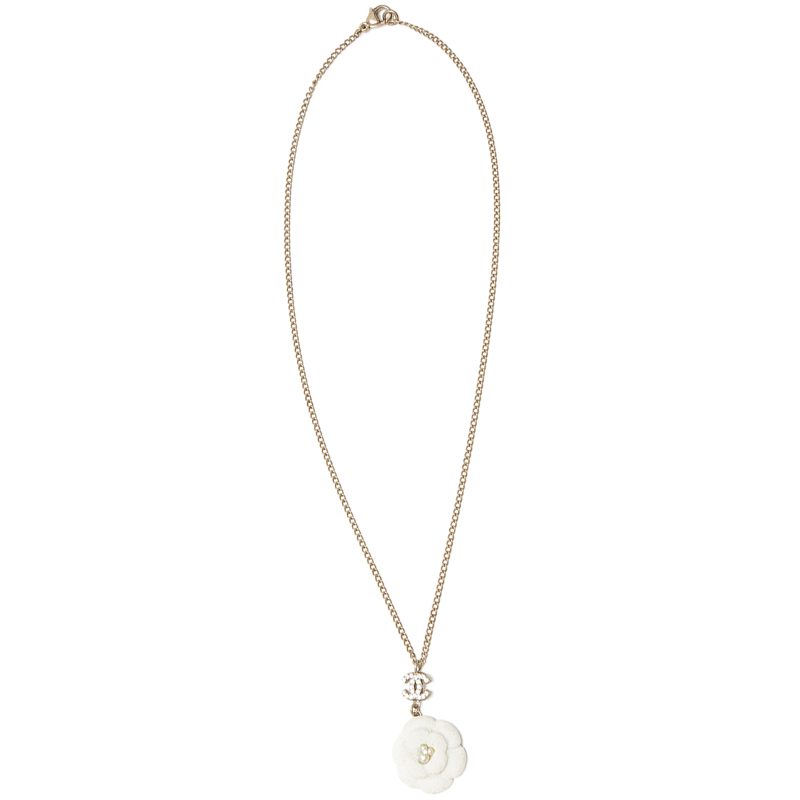 

Chanel Gold-Tone Crystal CC and Camellia Necklace