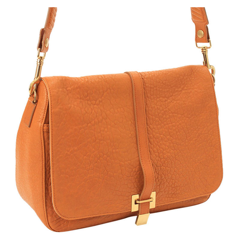 

Celine Orange Pebbled Leather Messenger Bag