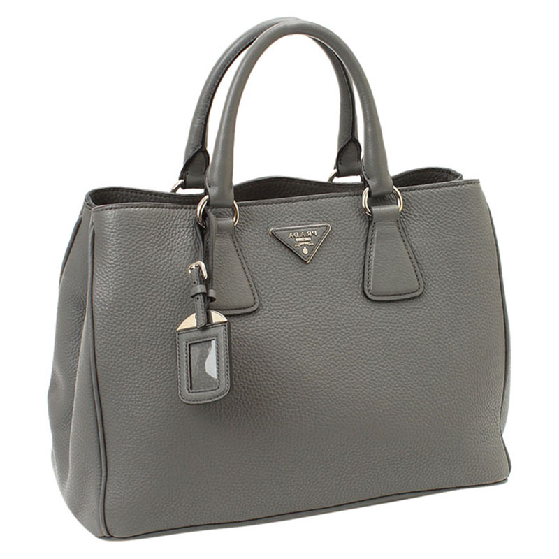 

Prada Grey Vitello Daino Leather Tote
