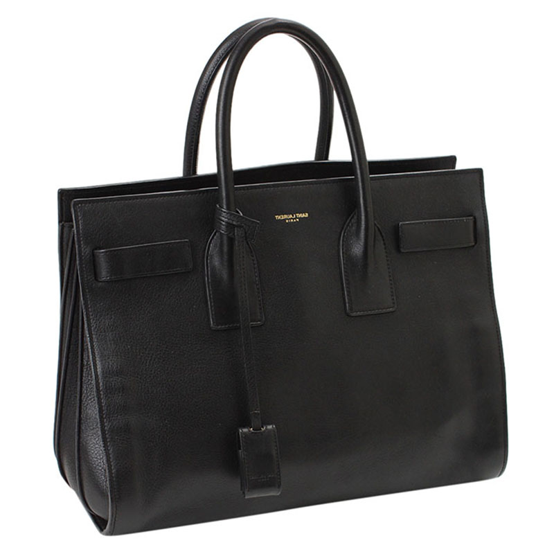 

Saint Laurent Paris Black Leather Small Sac De Jour Tote