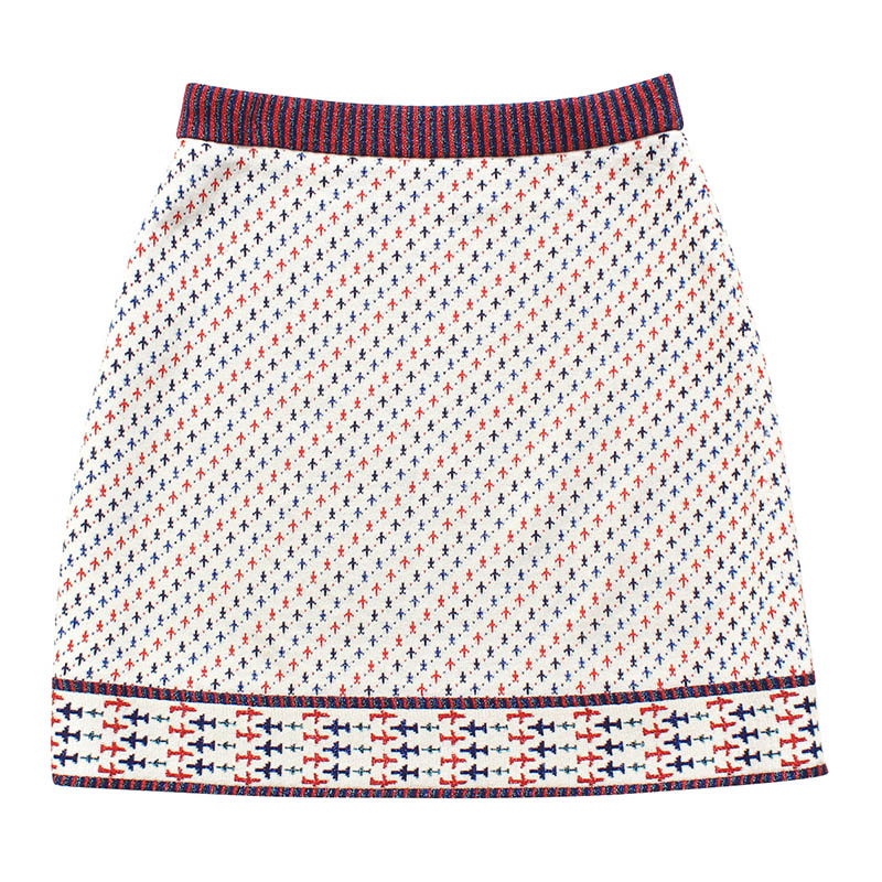

Chanel Tricolor Airplane Pattern Knit Mini Skirt, Multicolor