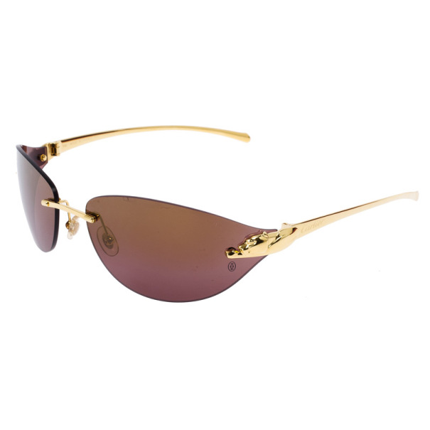 Cartier Gold Panthere De Cartier Rimless Shield Sunglasses Buy And Sell