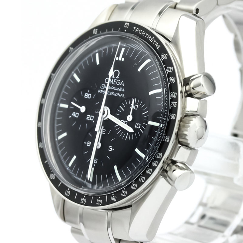 

Omega Black Stainless Steel Speedmaster Professional Moonwatch Men's Wristwatch