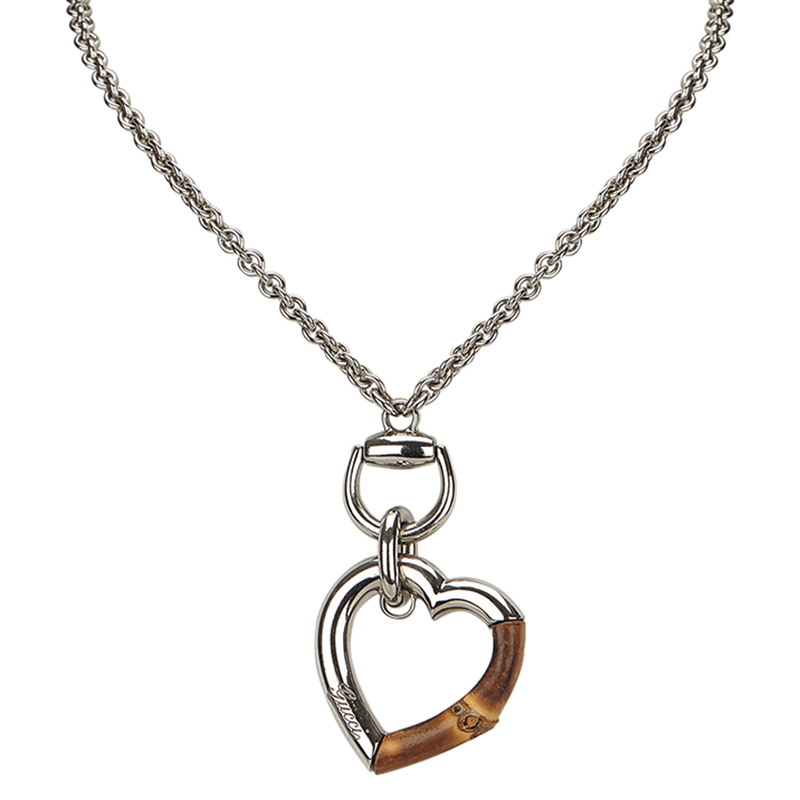 

Gucci Bamboo Heart Sterling Silver Pendant Necklace