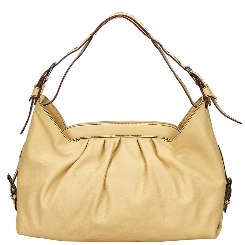 Fendi Light Yellow Leather Shoulder Bag