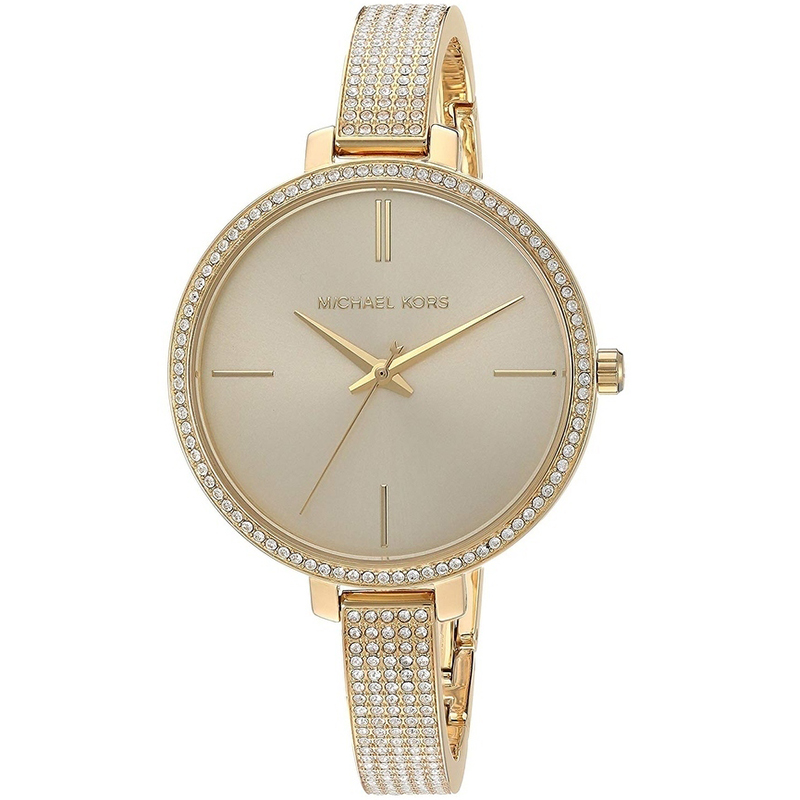 Pre Owned Michael Kors Antique White Yellow Gold Plated Steel Jaryn MK3784 Women's Wristwatch 36MM