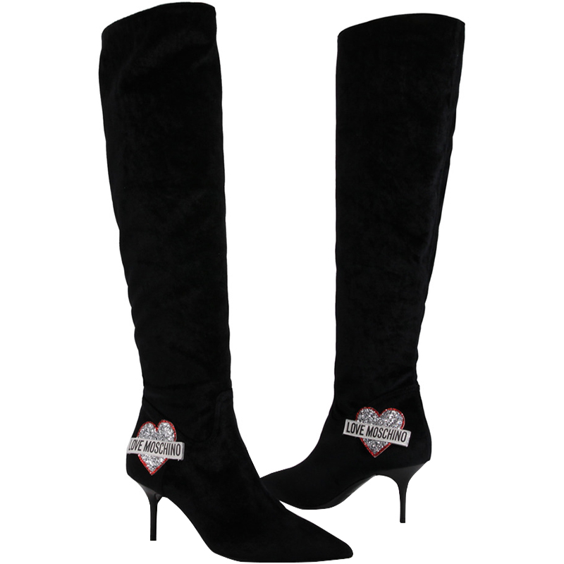 

Love Moschino Black Velvet Over the Knee Boots Size