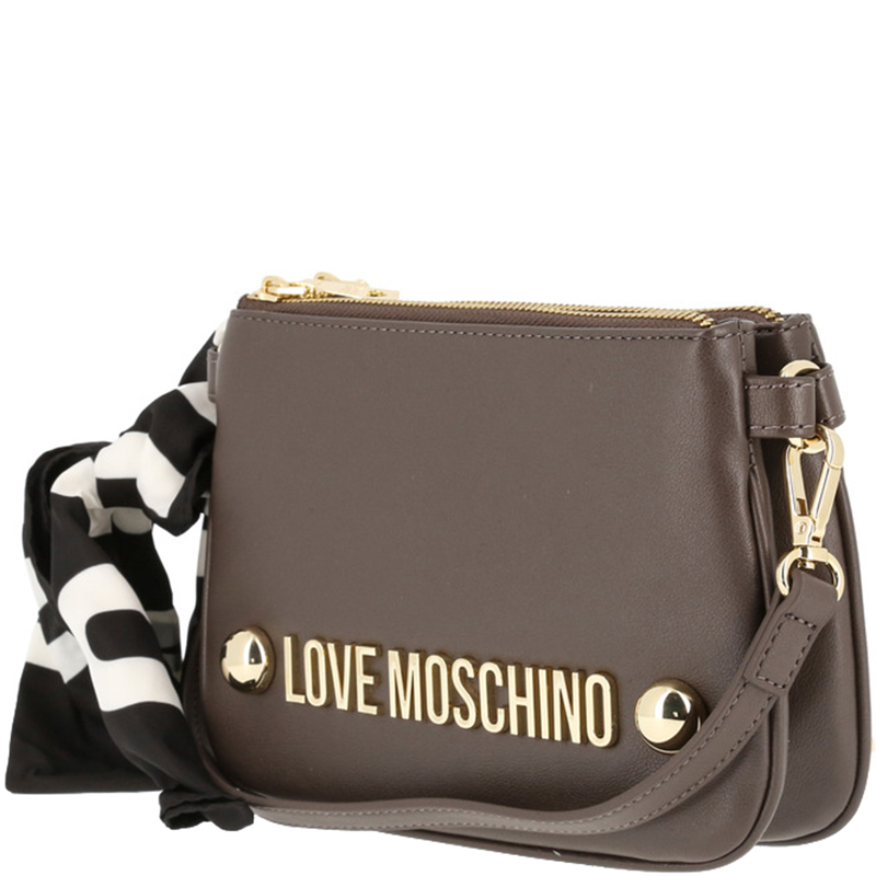 Love Moschino Grey Leather Scarf Crossbody Bag Moschino | TLC